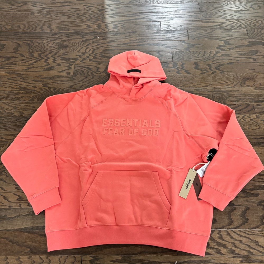 Fear of God Essentials Hoodie Pullover Coral XL NEW NWT Authentic - Picture 2 of 8